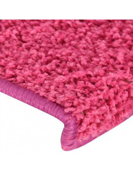 Tappetini per scale 15 pz 65x21x4 cm Rosa Bordo rettangolare