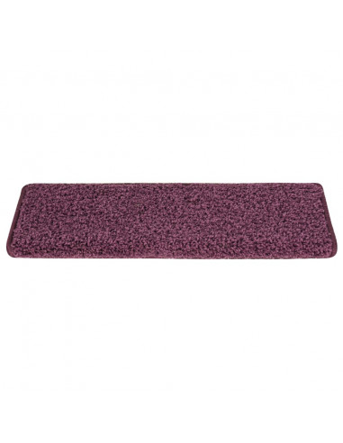 Tappetini per scale 15 pz 65x21x4 cm Viola scuro con bordo rettangolare