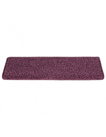 Tappetini per scale 15 pz 65x21x4 cm Viola scuro con bordo rettangolare