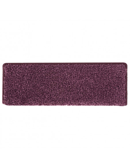 Tappetini per scale 15 pz 65x21x4 cm Viola scuro con bordo rettangolare