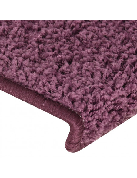 Tappetini per scale 15 pz 65x21x4 cm Viola scuro con bordo rettangolare