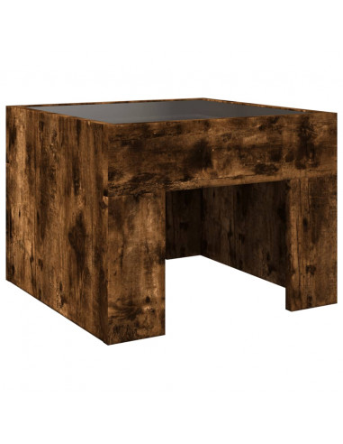Tavolino da Salotto con LED Infinity Rovere Fumo 40x40x30 cm