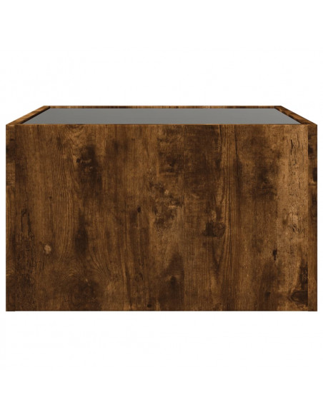 Tavolino da Salotto con LED Infinity Rovere Fumo 50x50x30 cm