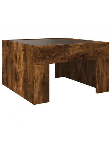 Tavolino da Salotto con LED Infinity Rovere Fumo 50x50x30 cm