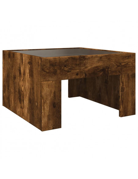 Tavolino da Salotto con LED Infinity Rovere Fumo 50x50x30 cm