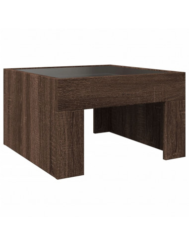 Tavolino da Salotto con LED Infinity Rovere Marrone 50x50x30 cm