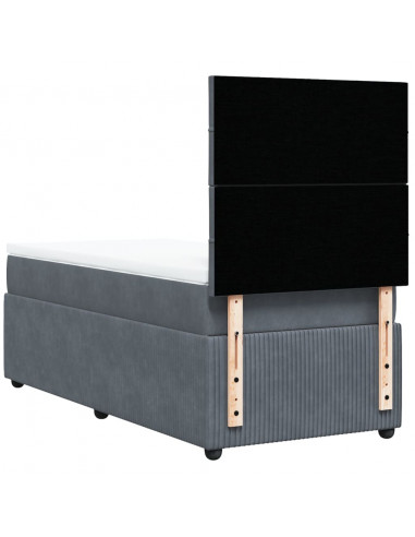 Giroletto a Molle con Materasso Grigio Scuro 90x200 cm Velluto