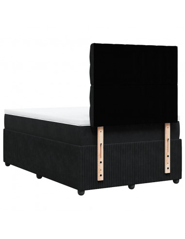 Giroletto a Molle con Materasso Nero 120x190 cm in Velluto