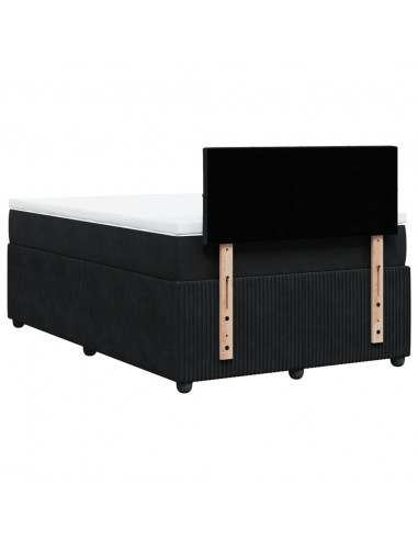Giroletto a Molle con Materasso Nero 120x190 cm in Velluto