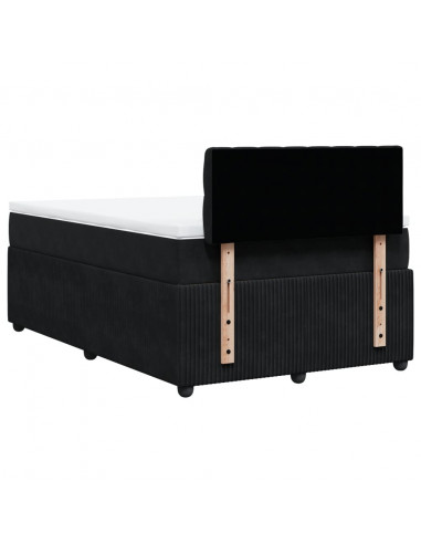 Giroletto a Molle con Materasso Nero 120x190 cm in Velluto