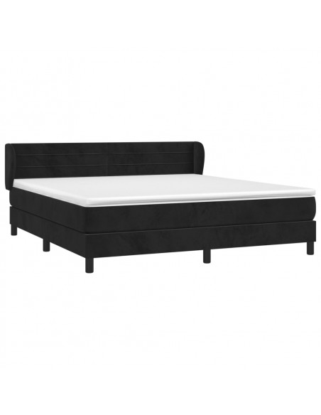 Giroletto a Molle con Materasso Nero 160x200 cm in Velluto
