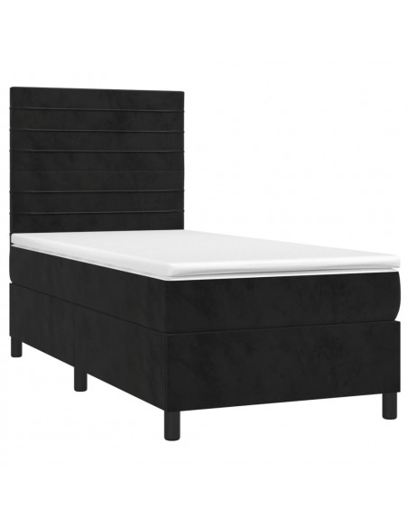 Giroletto a Molle con Materasso Nero 80x200 cm in Velluto