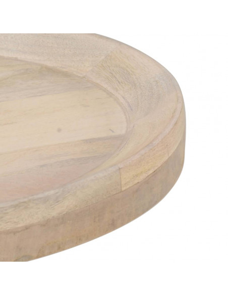 Tavolino di Servizio Ø50x55 cm in Legno Massello di Mango