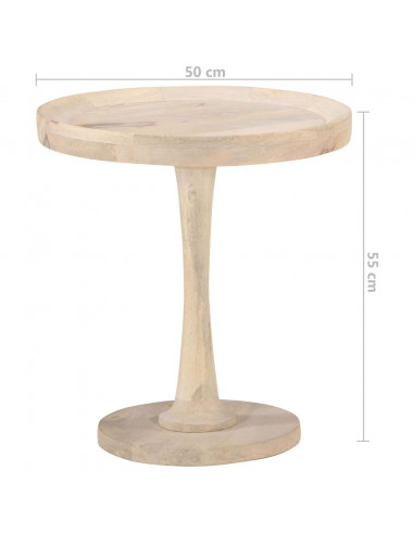 Tavolino di Servizio Ø50x55 cm in Legno Massello di Mango