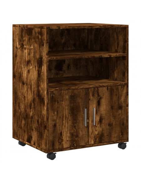 Armadietto con Ruote Rovere Fumo 60x48x81 cm in Truciolato