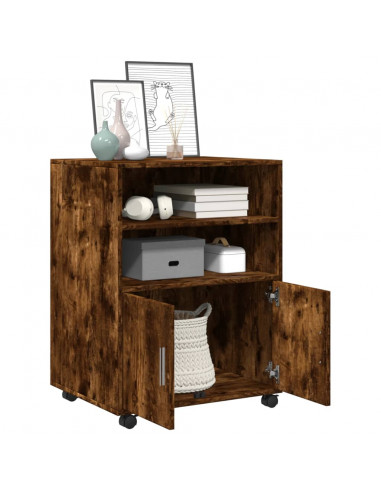 Armadietto con Ruote Rovere Fumo 60x48x81 cm in Truciolato