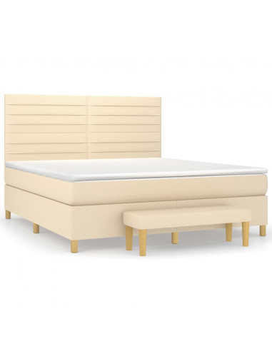 Giroletto a Molle con Materasso Crema 160x200 cm in Tessuto