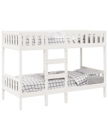 Letto a Castello Bianco 90x200 cm in Legno Massello di Pino