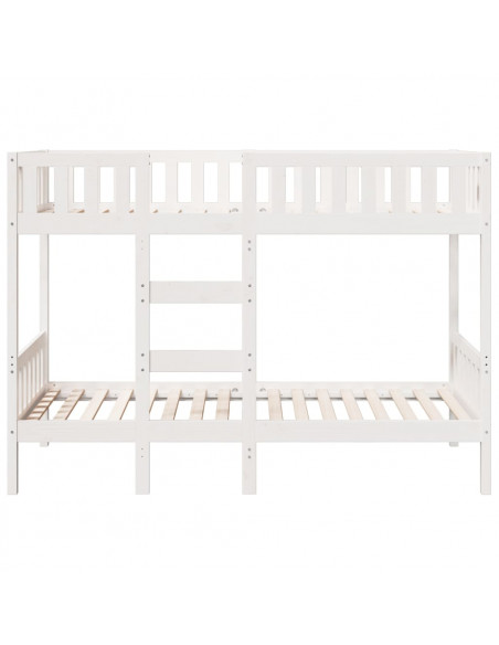 Letto a Castello Bianco 90x200 cm in Legno Massello di Pino