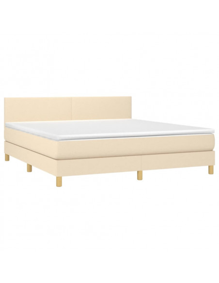 Letto a Molle con Materasso e LED Crema 180x200 cm in Tessuto