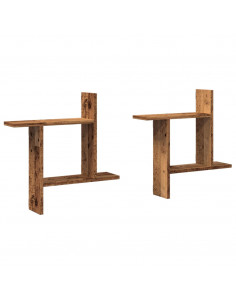 Mensole da Parete 2pz Legno Vecchio 50x12x50 cm in Truciolato 2