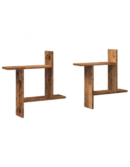 Mensole da Parete 2pz Legno Vecchio 50x12x50 cm in Truciolato