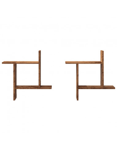 Mensole da Parete 2pz Legno Vecchio 50x12x50 cm in Truciolato