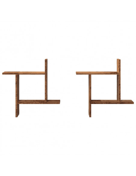 Mensole da Parete 2pz Legno Vecchio 50x12x50 cm in Truciolato