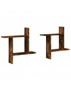 Mensole da Parete 2pz Rovere Fumo 50x12x50 cm in Truciolato 2