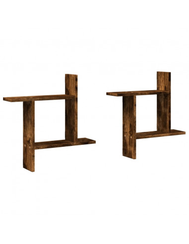 Mensole da Parete 2pz Rovere Fumo 50x12x50 cm in Truciolato