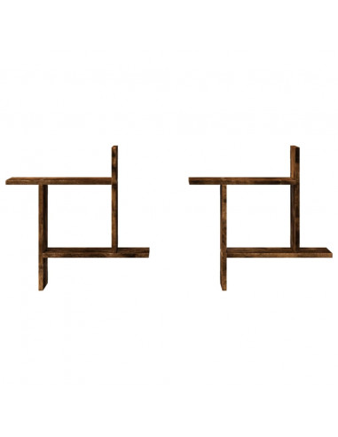 Mensole da Parete 2pz Rovere Fumo 50x12x50 cm in Truciolato