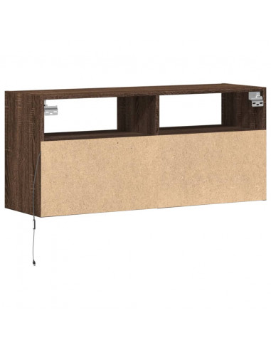 Mobile TV a Parete con Luci LED Rovere Marrone 100x31x45 cm