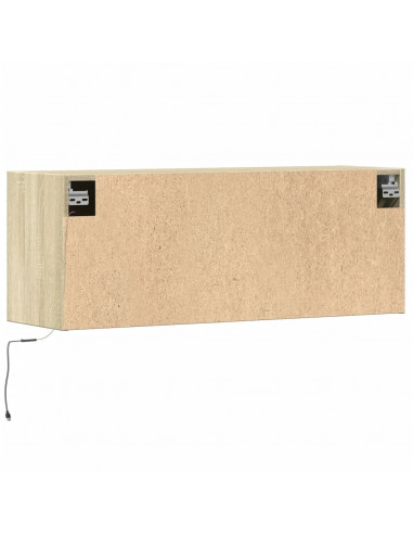 Mobile TV a Parete con Luci LED Rovere Sonoma 100x31x35 cm