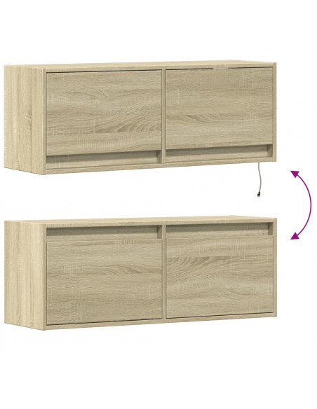 Mobile TV a Parete con Luci LED Rovere Sonoma 100x31x35 cm