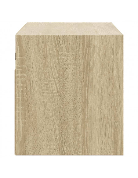 Mobile TV a Parete con Luci LED Rovere Sonoma 80x31x35 cm