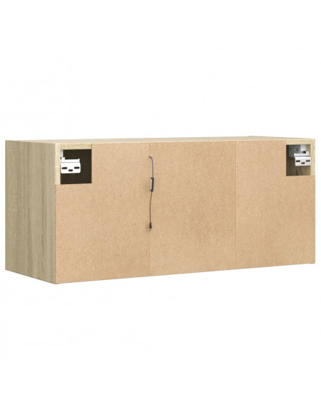 Mobile TV a Parete con Luci LED Rovere Sonoma 80x31x35 cm