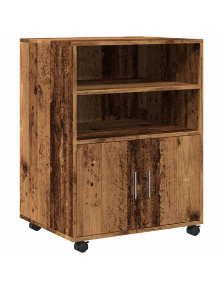 Mobiletto con Ruote Legno Antico 60x48x81 cm in Truciolato