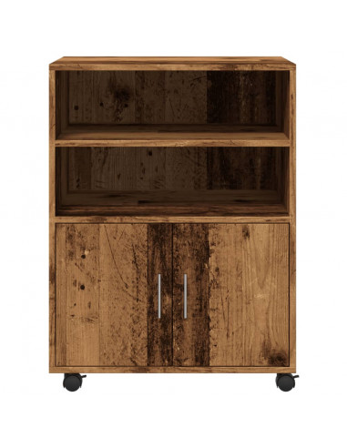 Mobiletto con Ruote Legno Antico 60x48x81 cm in Truciolato