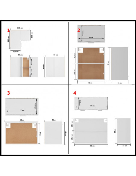 Set Armadi da Cucina 11 pz Bianco in Truciolato