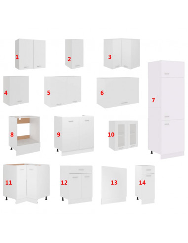 Set Armadi da Cucina 14 pz Bianco in Truciolato