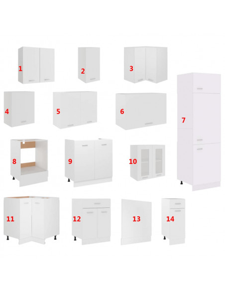 Set Armadi da Cucina 14 pz Bianco in Truciolato