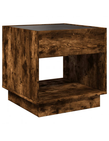 Tavolino da Salotto con LED Infinity Rovere Fumo 50x50x50 cm
