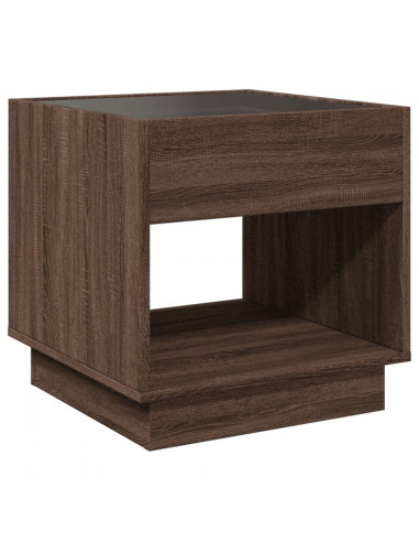 Tavolino da Salotto con LED Infinity Rovere Marrone 50x50x50 cm
