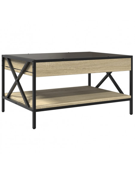 Tavolino da Salotto con LED Infinity Rovere Sonoma 70x50x38 cm