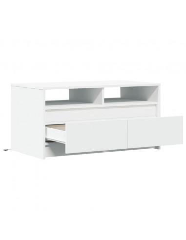 Tavolino da Salotto con Luci LED Bianco in Truciolato