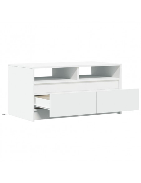 Tavolino da Salotto con Luci LED Bianco in Truciolato