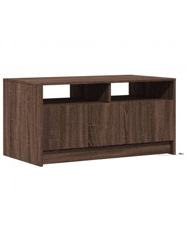 Tavolino da Salotto con Luci LED Rovere Marrone in Truciolato