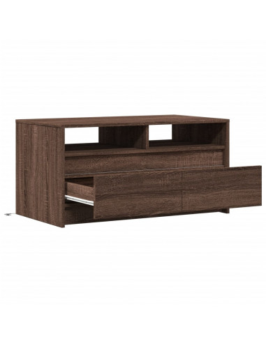 Tavolino da Salotto con Luci LED Rovere Marrone in Truciolato