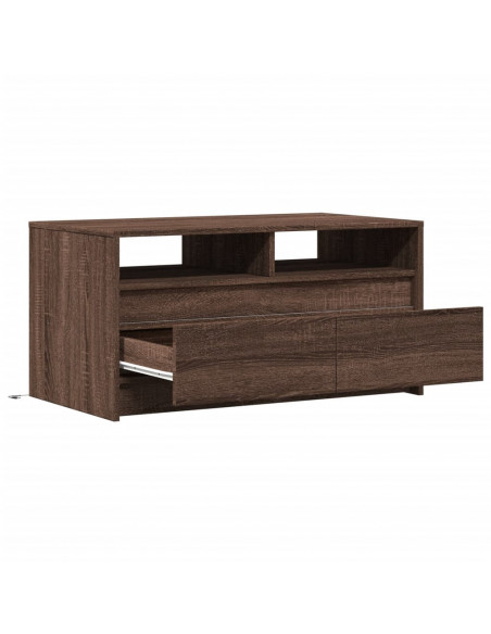 Tavolino da Salotto con Luci LED Rovere Marrone in Truciolato