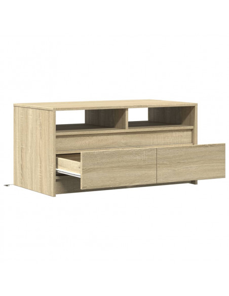Tavolino da Salotto con Luci LED Rovere Sonoma in Truciolato